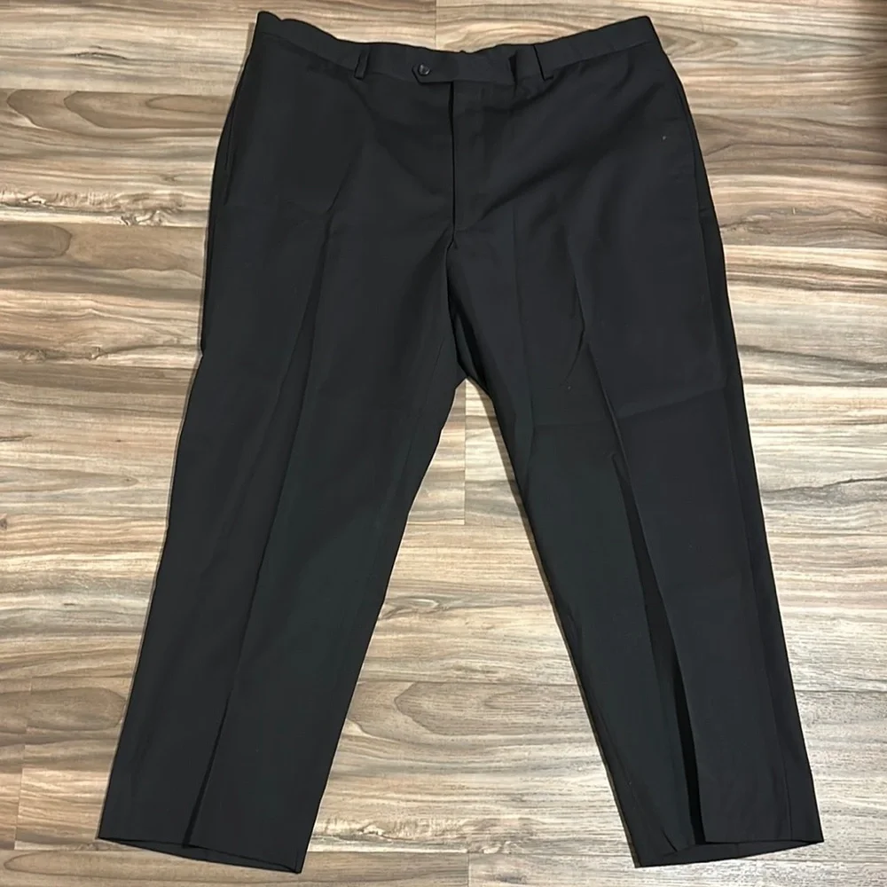 Pronto Uomo Platinum Men’s 44x30 Black Flat Front Wool Suit Trousers Dress Pants